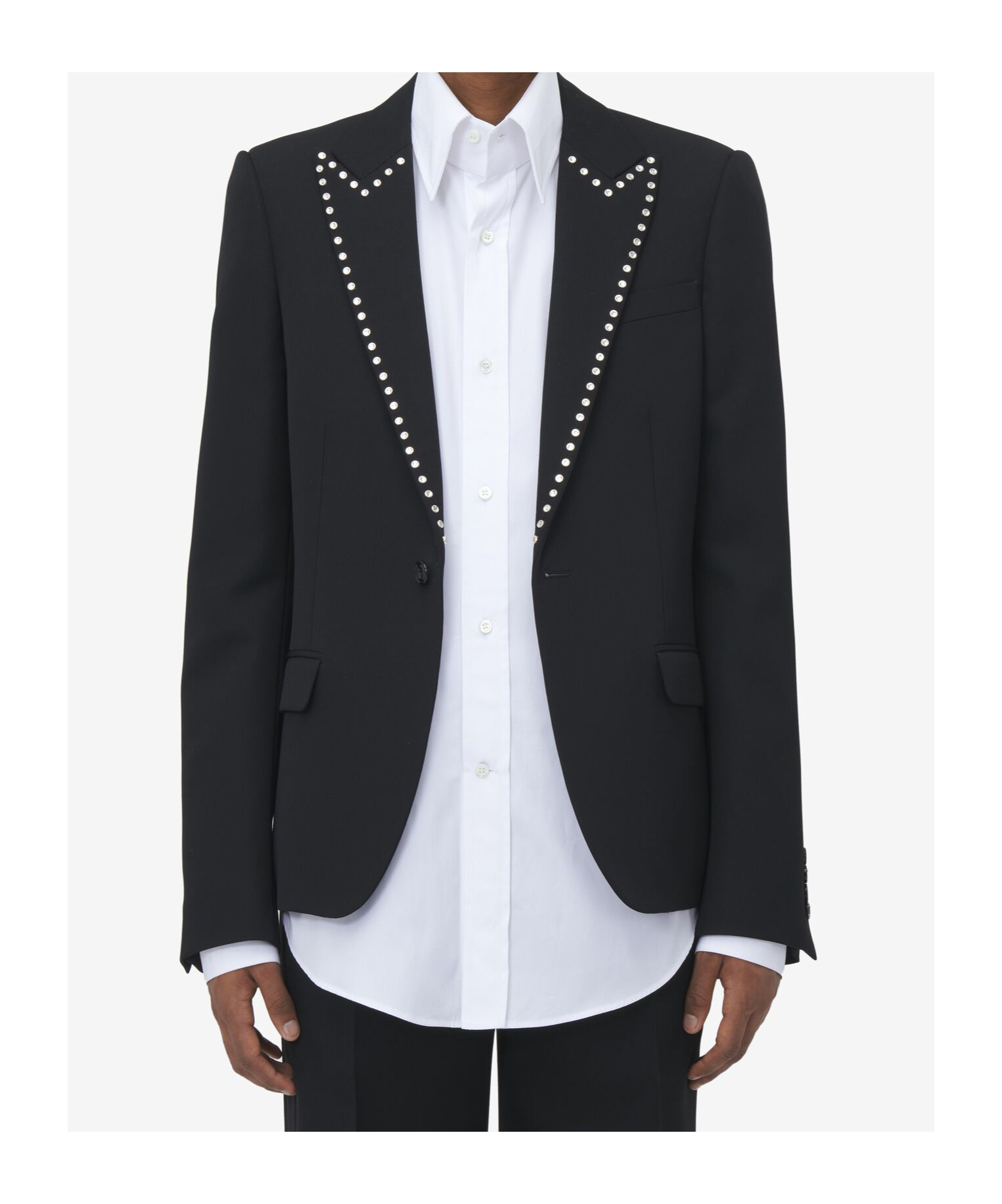 Alexander Mcqueen Wool Studded Blazer In Black