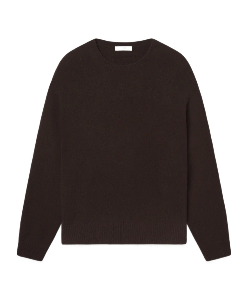 Frame Ribbed Crew Neck Sweater In Black