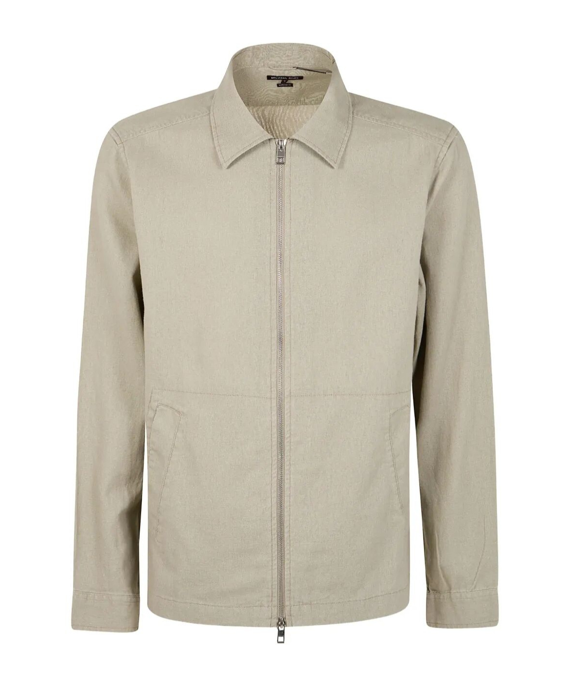 Michael Kors Long Sleeves Linen Cotton Jacket In Green