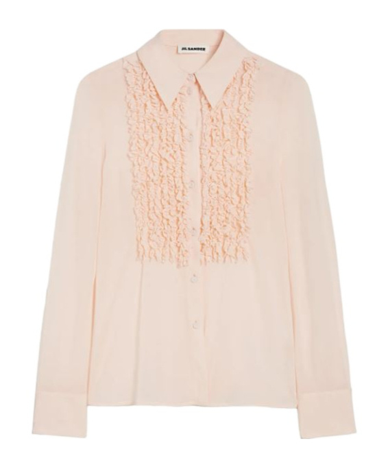 Jil Sander Ruffle-trim Shirt In Nude