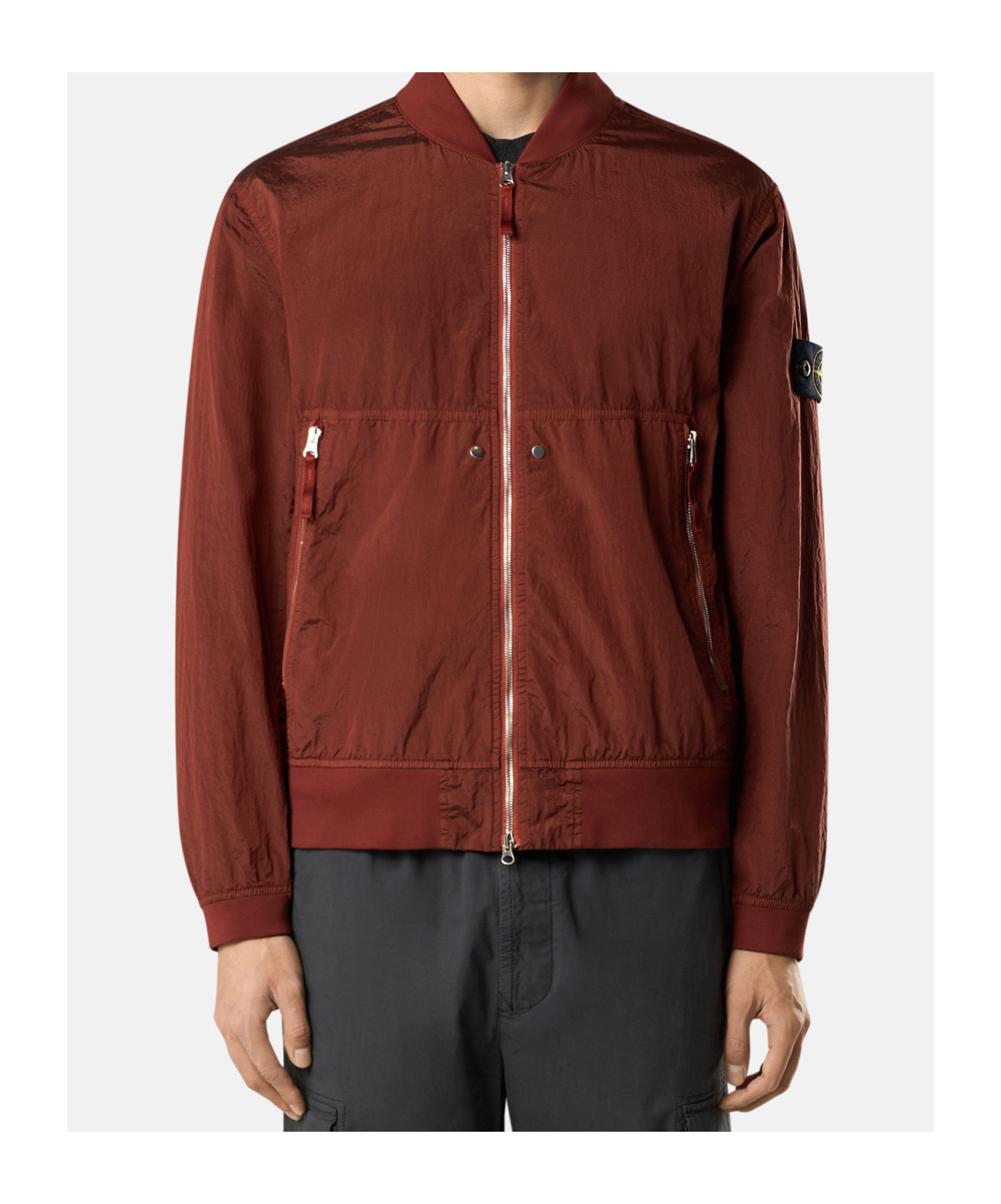 Stone Island Bomber Jacket With Light Water And Wind Resistance In Brown