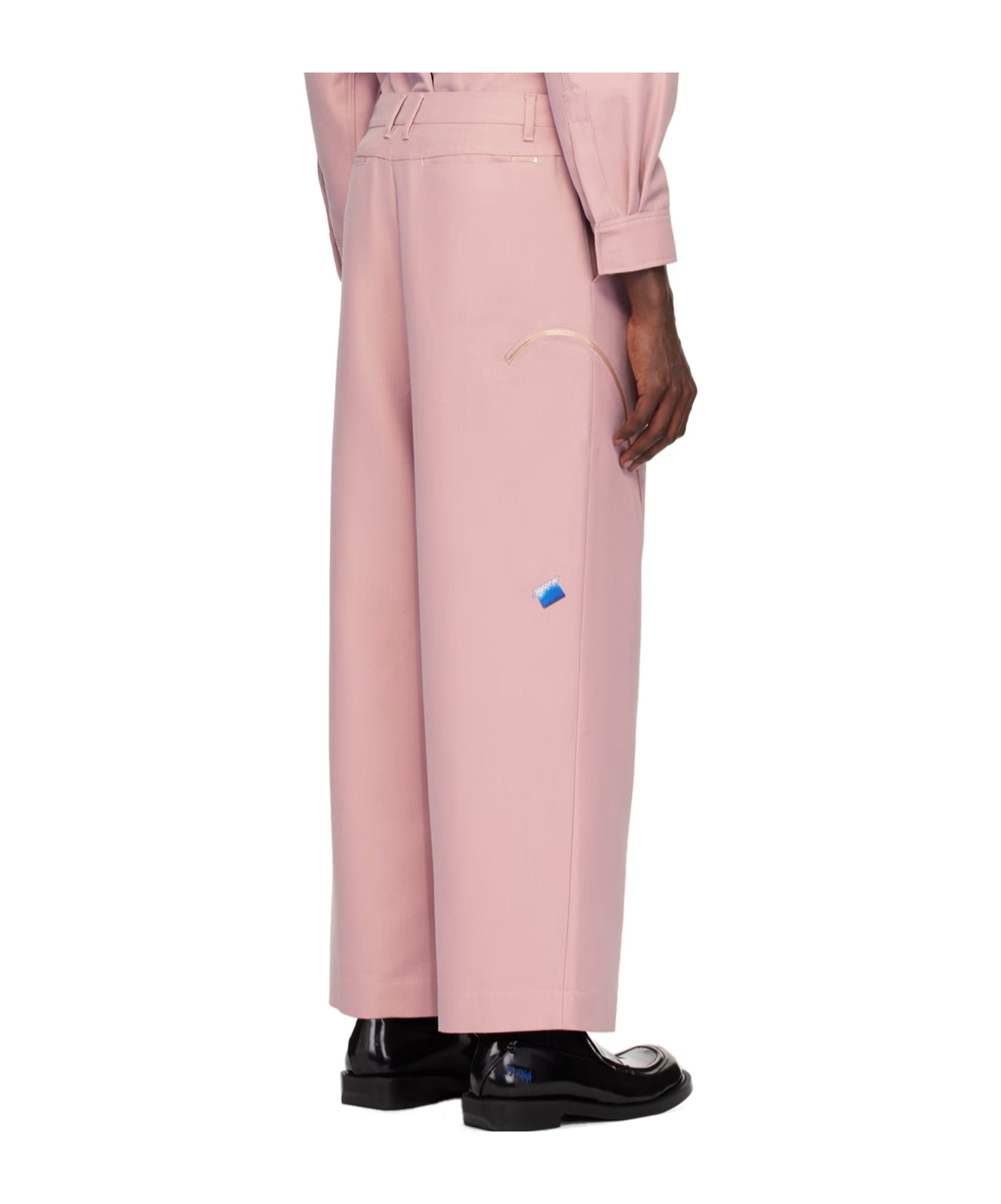 Ader Error Belt Loop Zipper Casual Pants In Pink