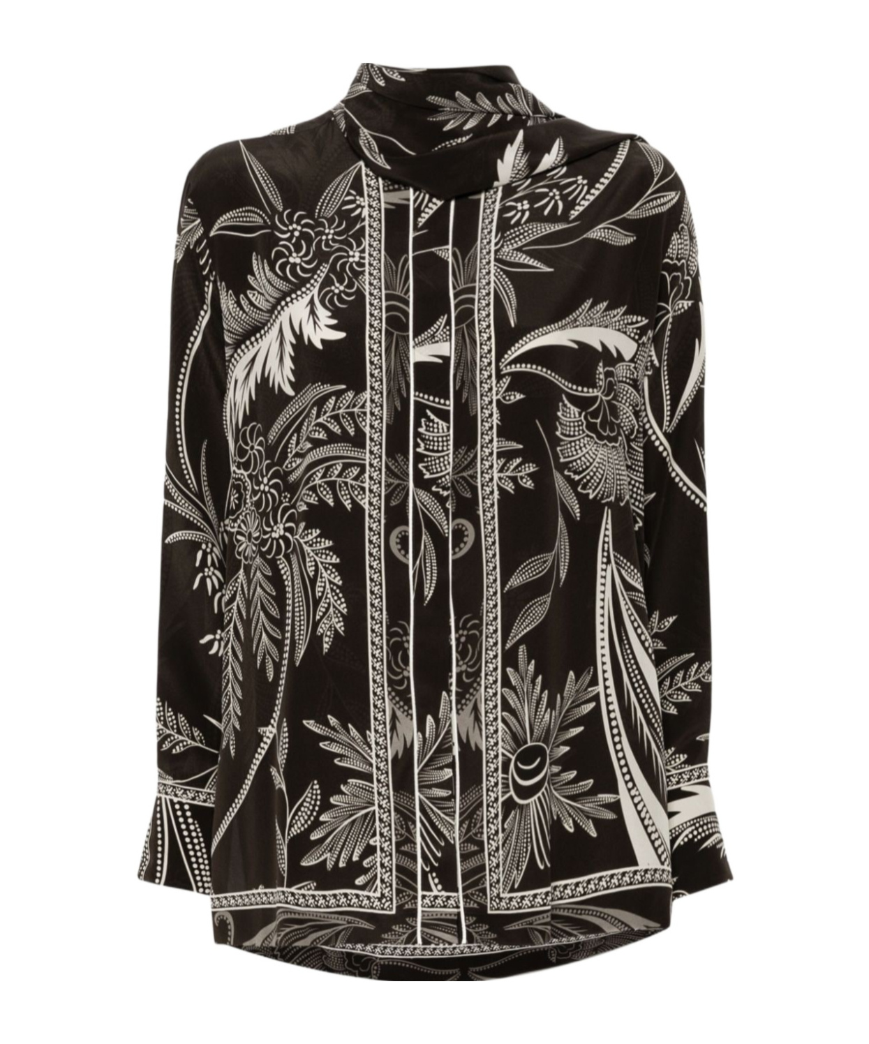 F.r.s For Restless Sleepers For Restless Sleepers Printed Silk Shirt In Black