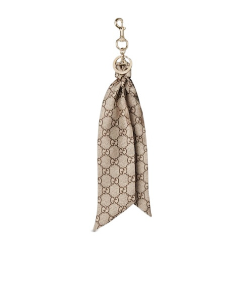 Gucci Keychain With Gg Silk In Gray