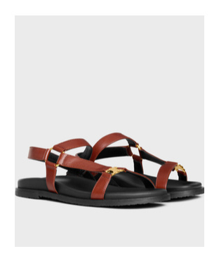 Celine Round-headed Flat Sandals In Black