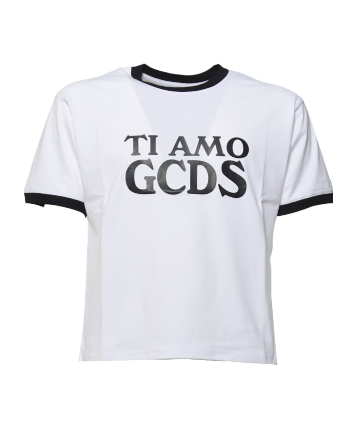 Gcds Boxy T-shirt Trim Contrast Crew Neck In White