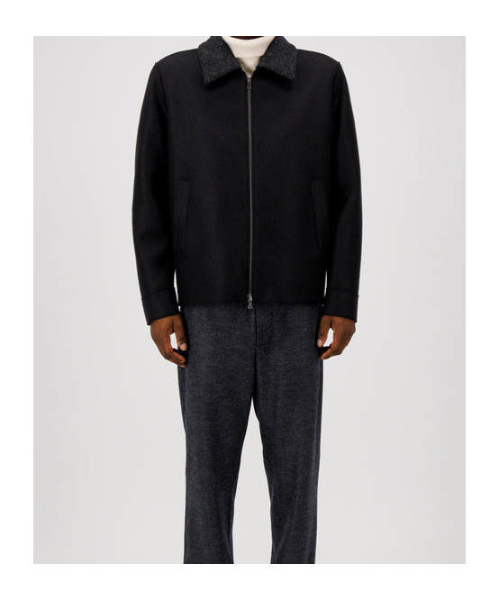 Harris Wharf London Wool Jacket With Zip And Collar In Black