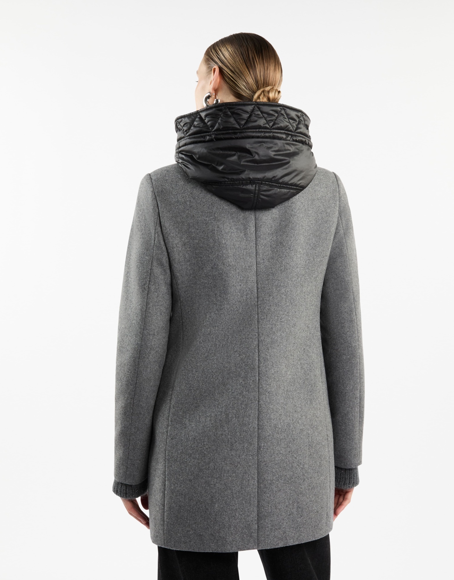 Fay Classic Tweed Coat In Gray
