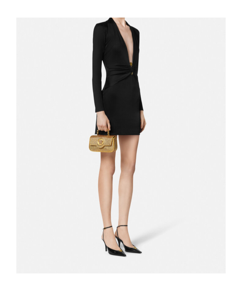 Versace Golden La Medusa Mini Crossbody Bag In Gold