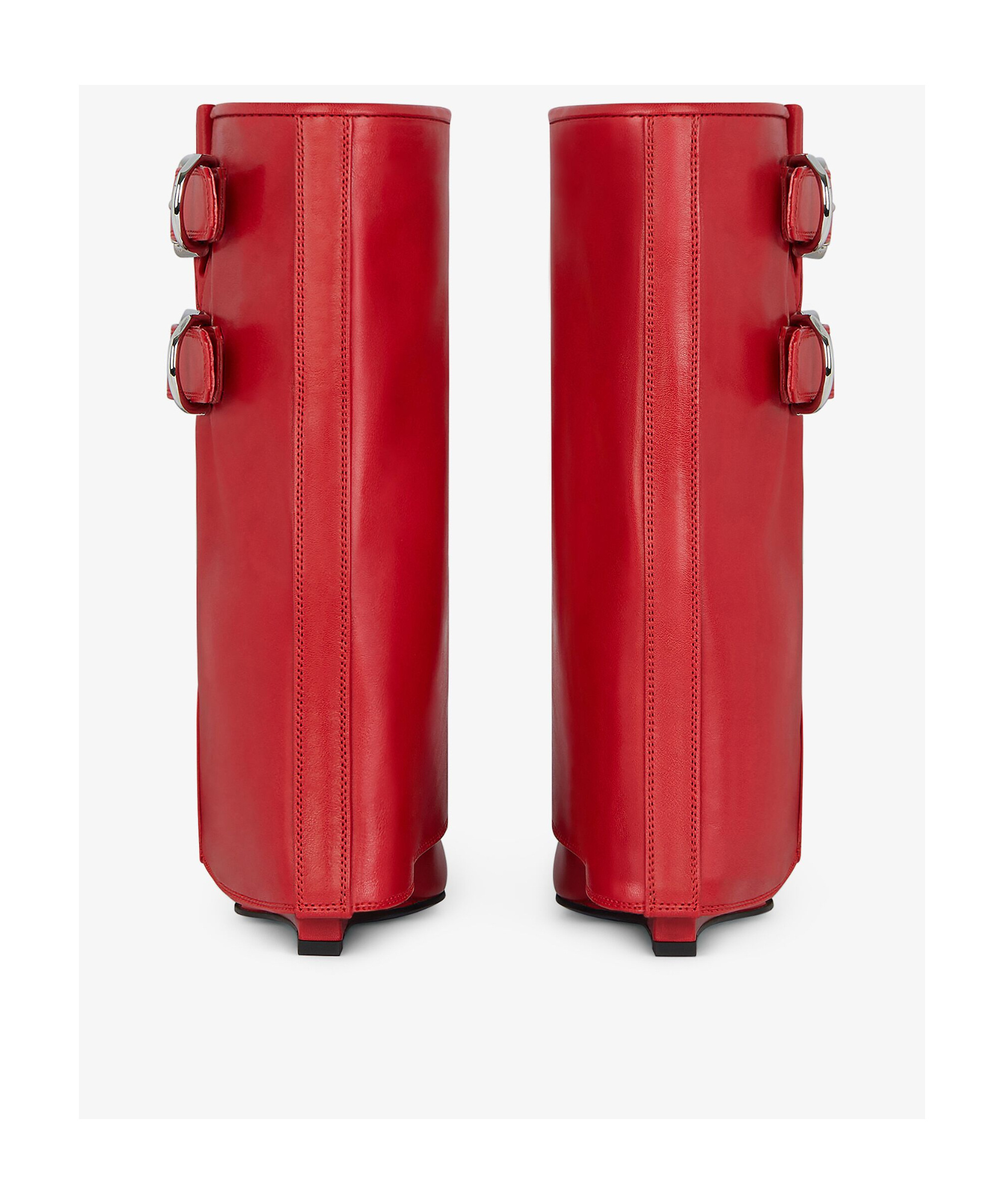 Shop Givenchy Shark Lock Buckles Ankle Boots In Leather In Red