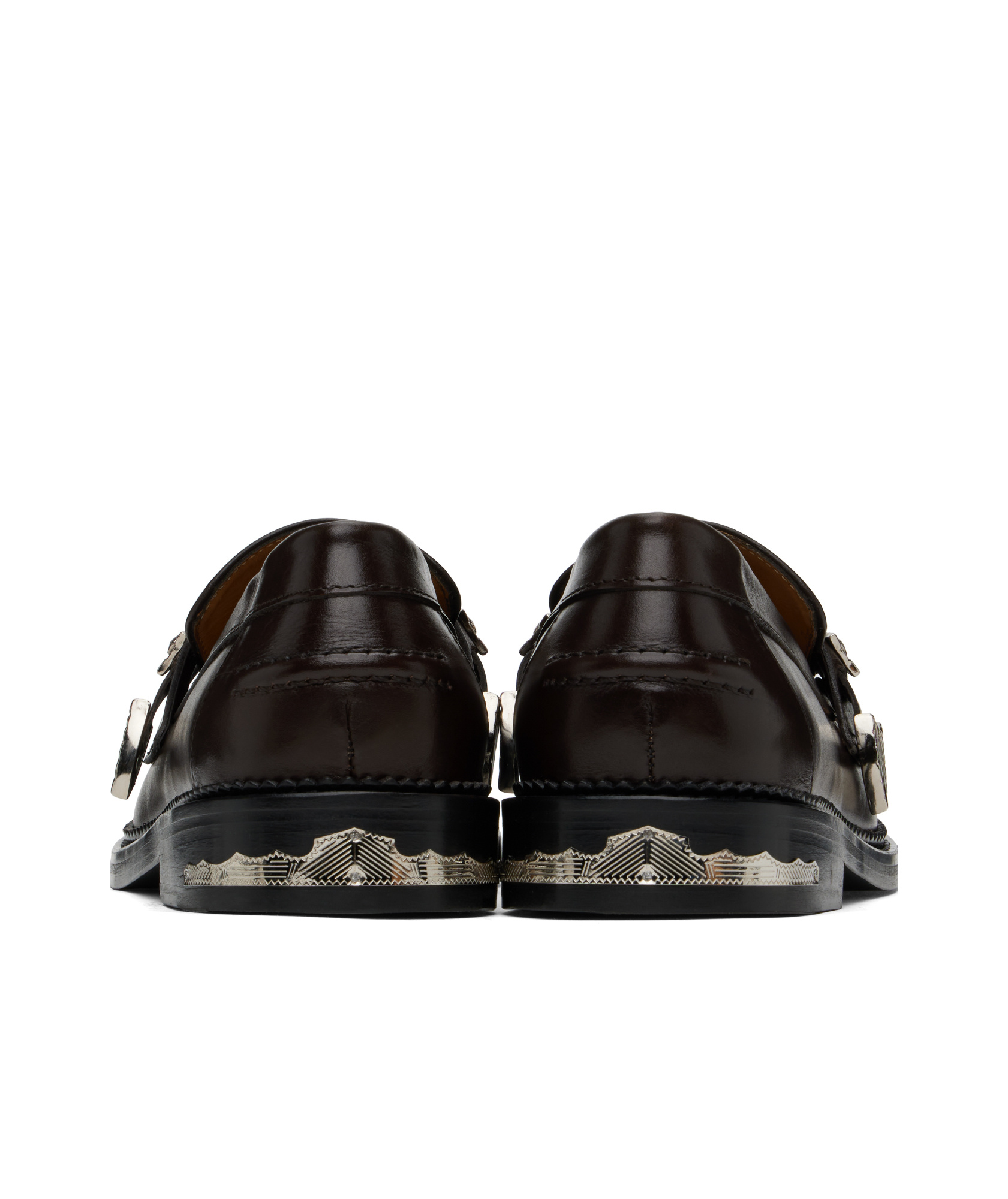 Toga Virilis Logo-engraved Leather Loafers In Dark Brown