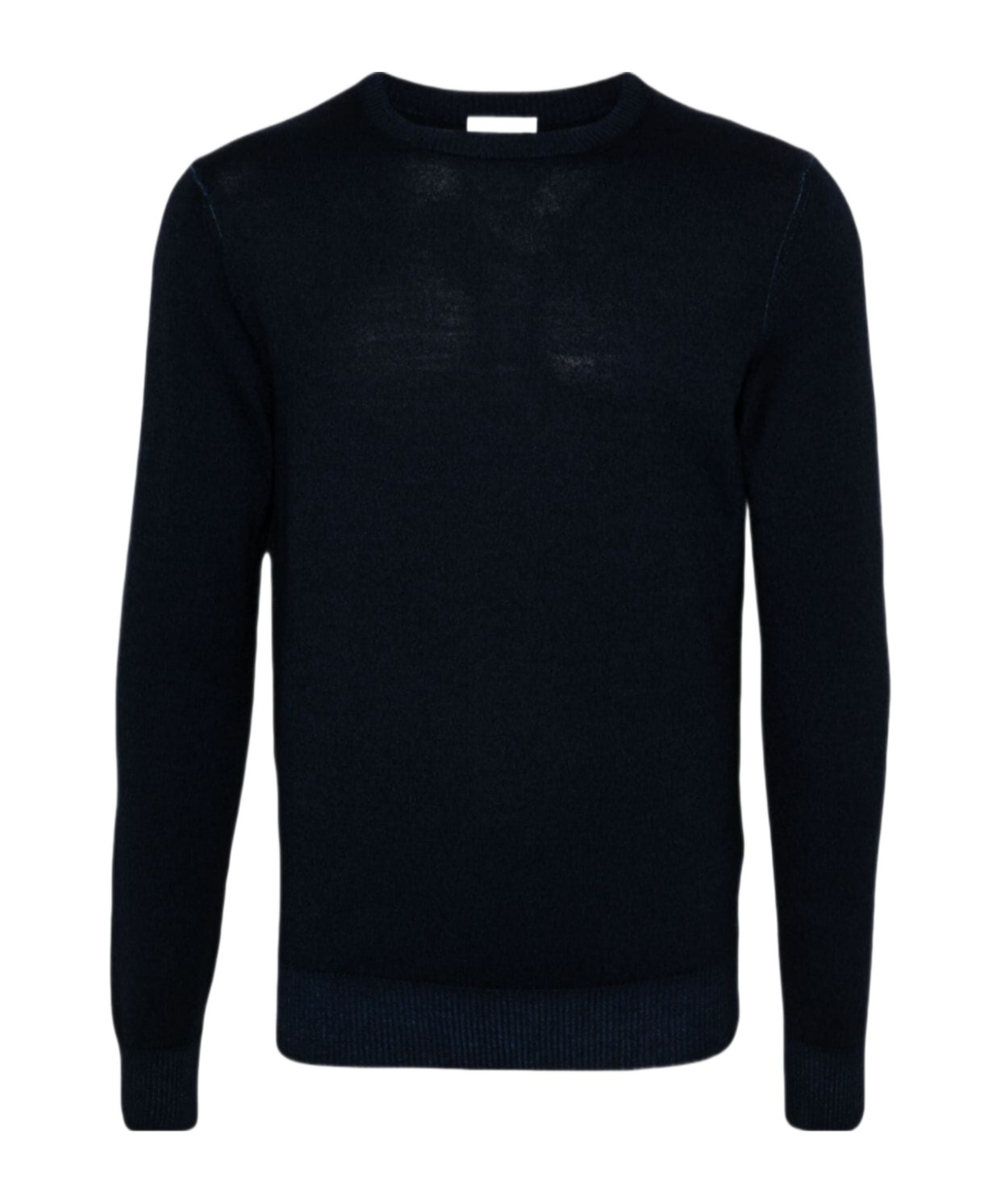 Malo Wool Crewneck Sweater With Ribbed Cuffs In Black