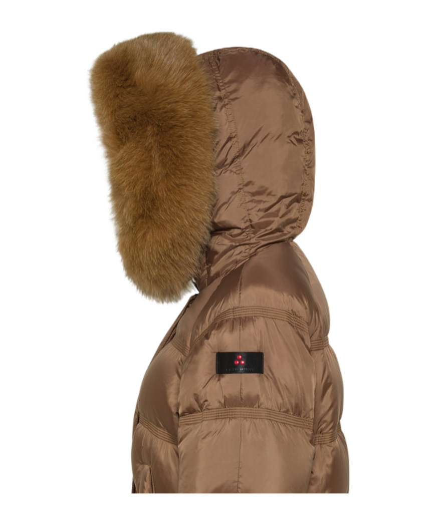 Peuterey Puffer Jacket With Fur Trim In Brown