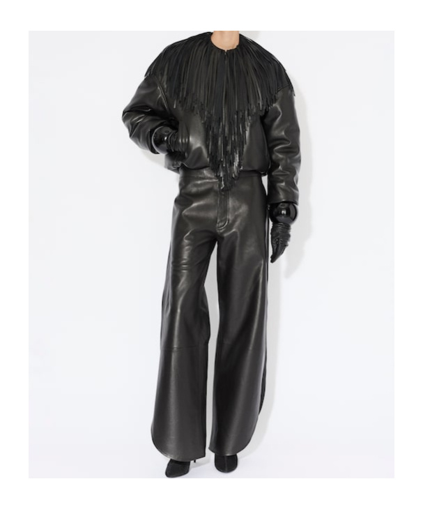 Alaïa Tassel Leather Pilot Jacket In Black