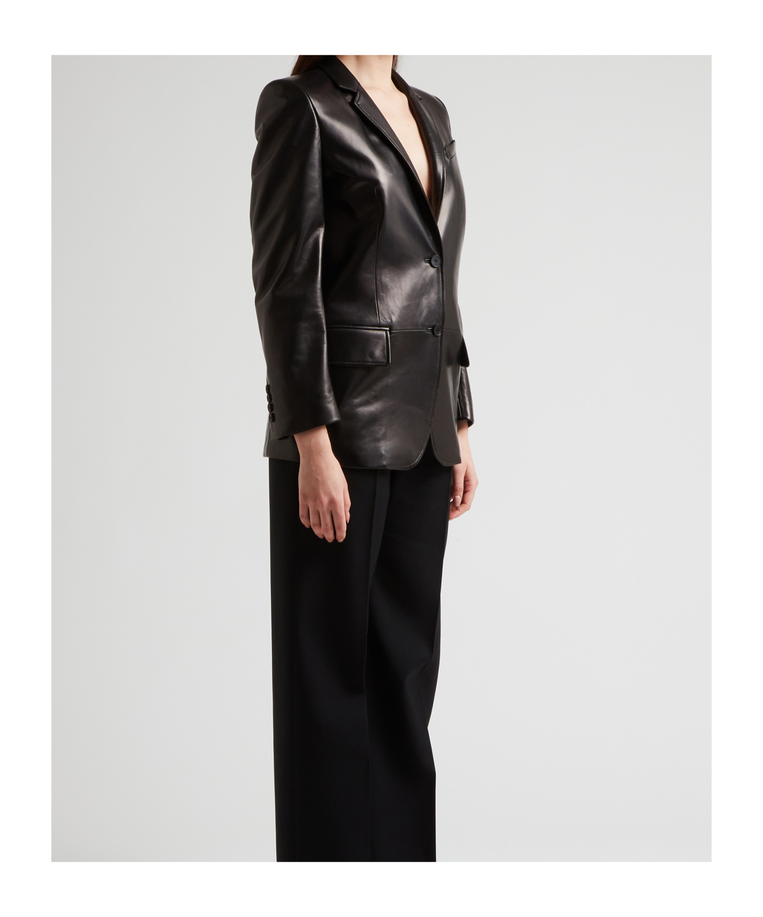 Alexander Mcqueen Single-breasted Leather Blazer In Black