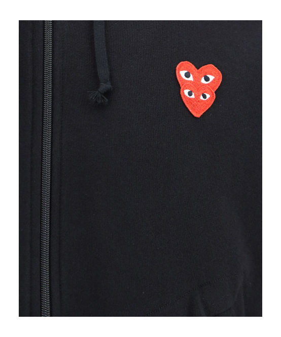 Comme Des Garçons Play Sweatshirt Double Red Emblem In Black