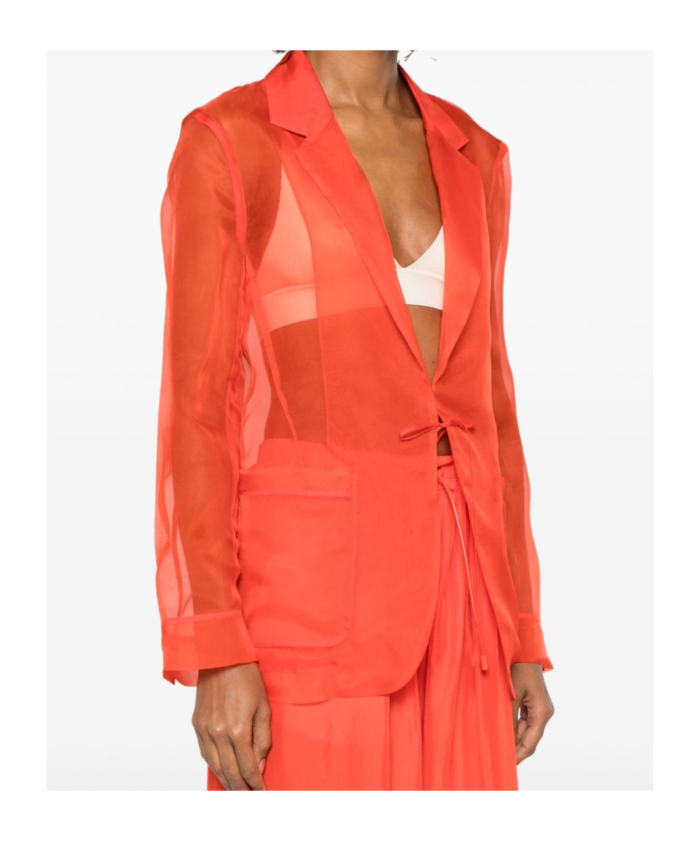 Shop Forte Forte Silk Blazer In Orange