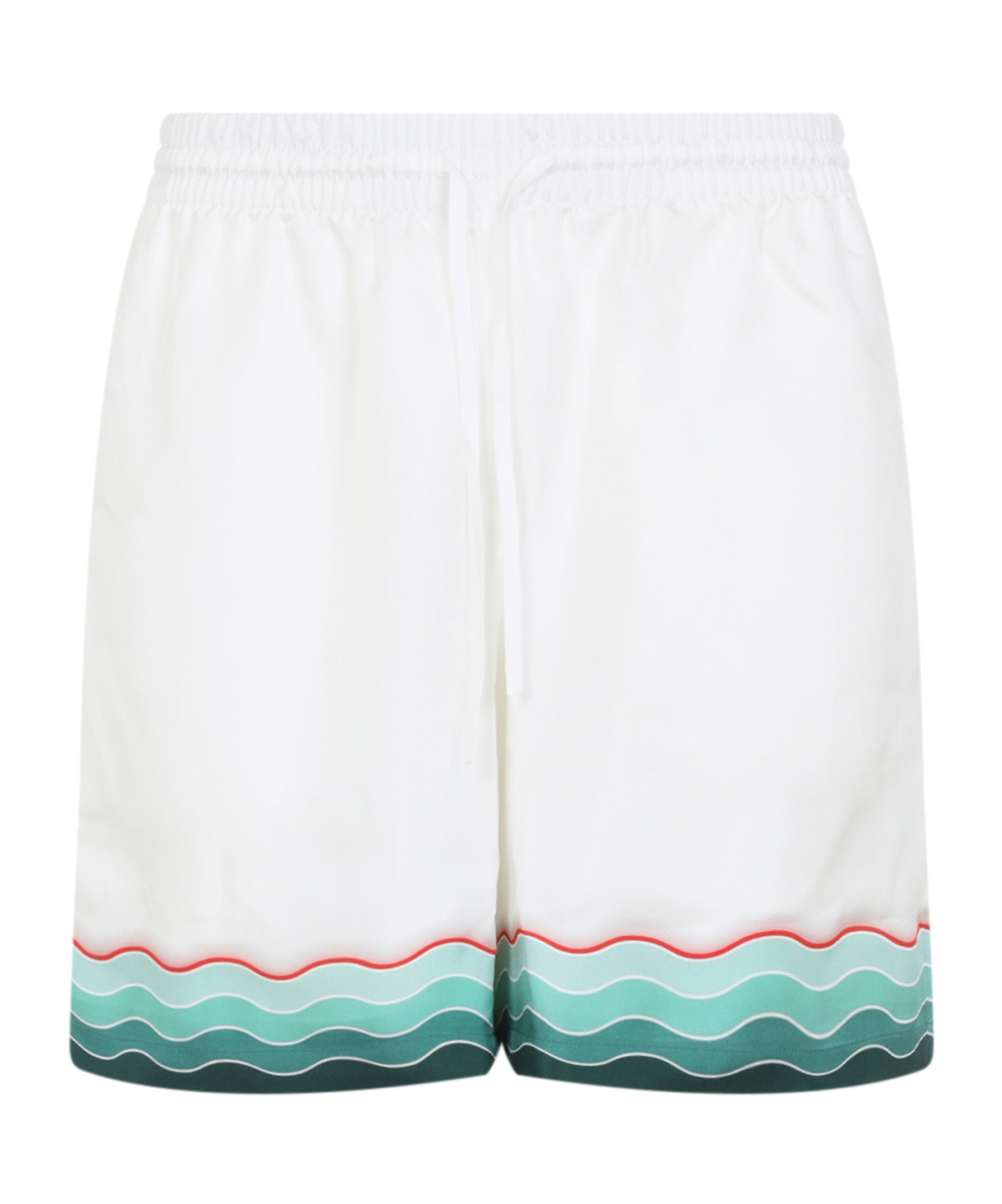 Casablanca Silk Twill Drawstring Shorts With Graphic Print In White
