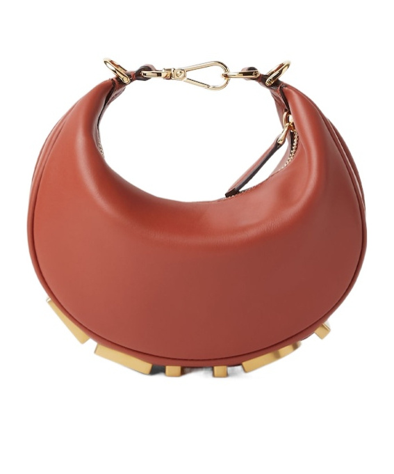 Fendi Mini Graphy Leather Shoulder Bag In Brown