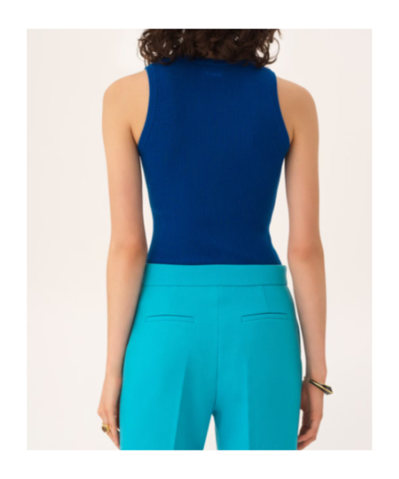 Chloé Crew-neck Tank Top In A Wool Knit In Blue