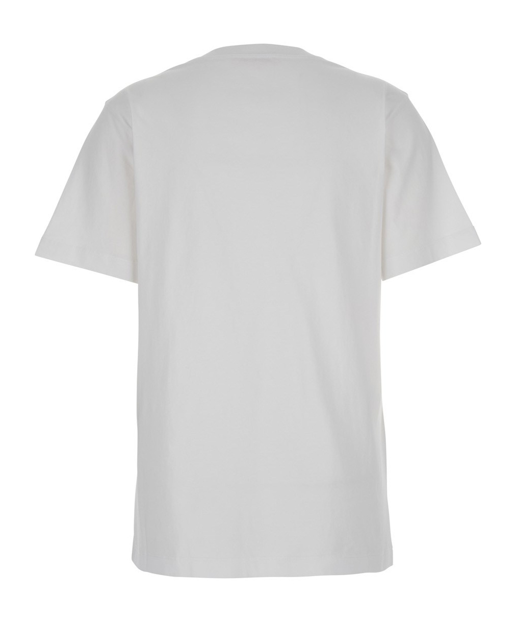 Marni White Crewneck T-shirt With Floral Print With Logo On The Front In White