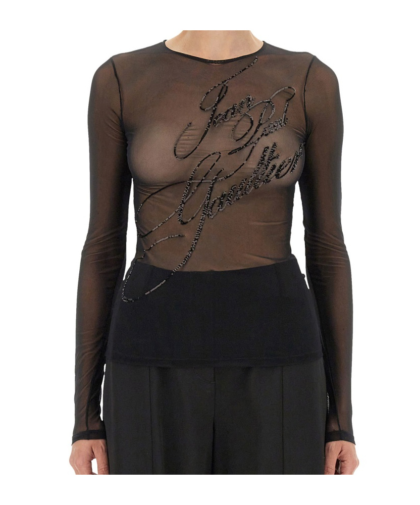 Jean Paul Gaultier Top The Sequin In Tulle Nero Donna In Black