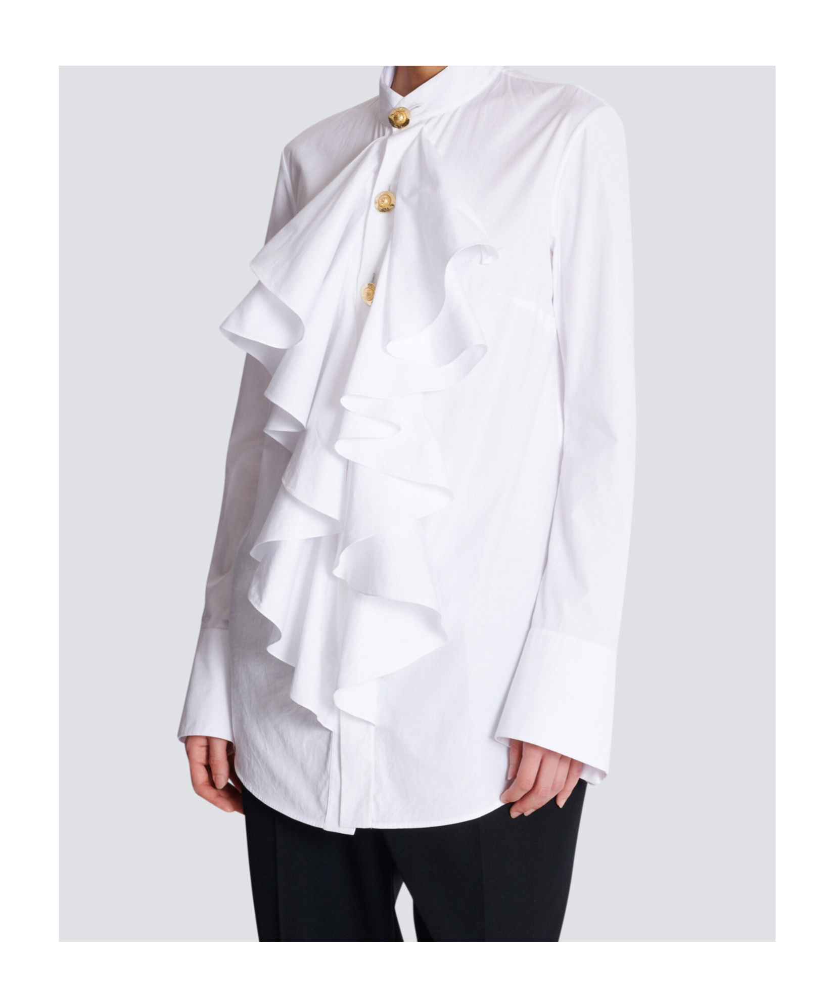 BALMAIN BALMAIN RUFFLED POPLIN SHIRT