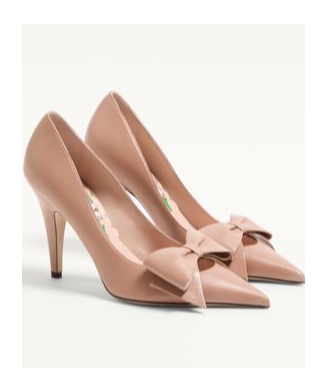 Valentino Garavani Bowow Pump In Kidskin 100mm Woman Rose Cannelle 41 In Animal Print