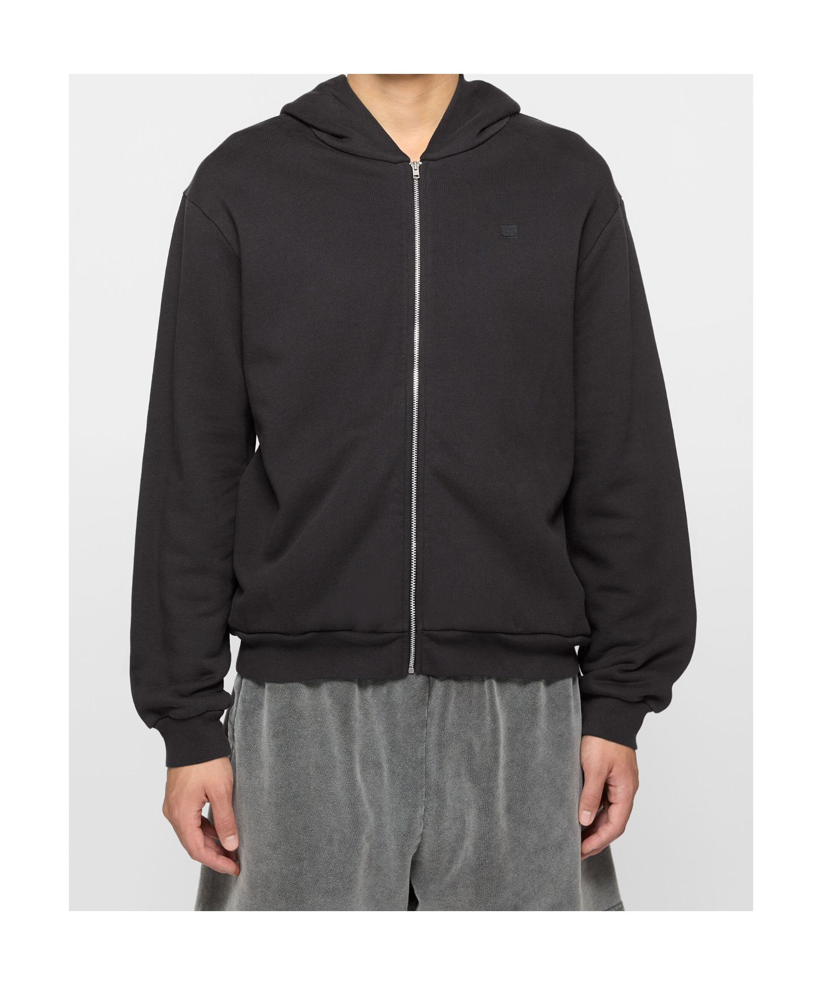 Shop Acne Studios Zip-up Hoodie In Black
