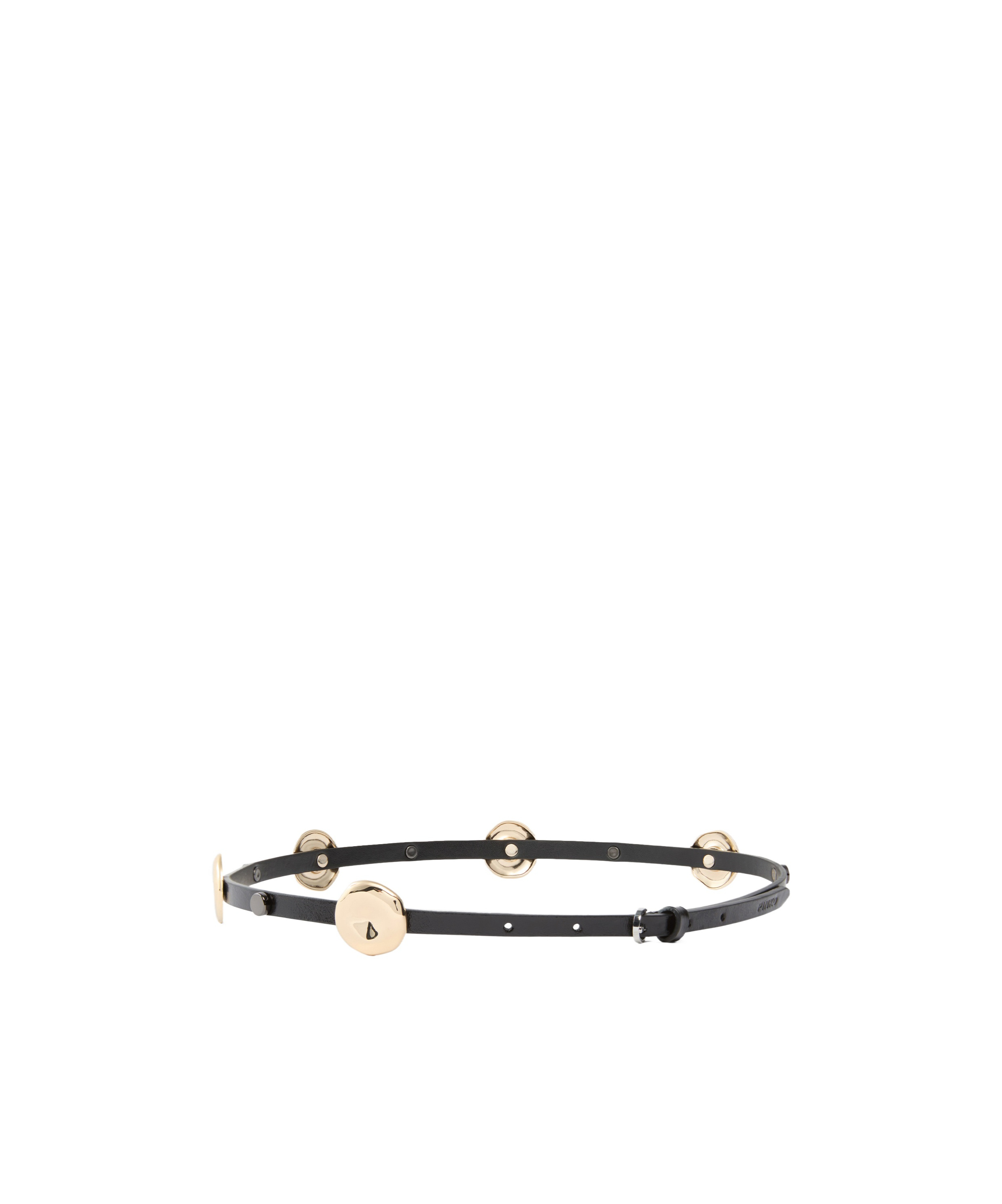 Pinko Circular-plaque Leather Belt In Black