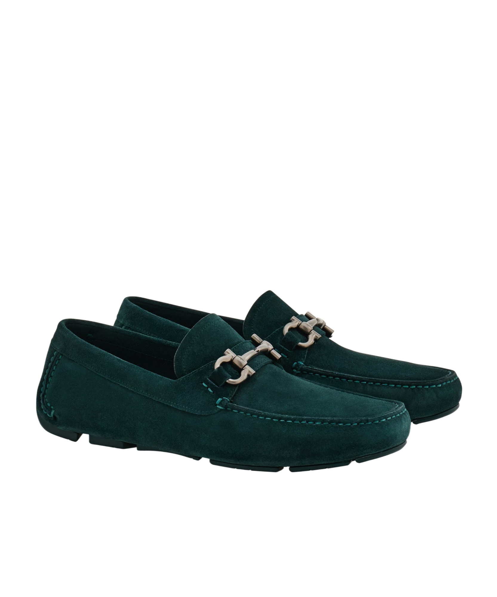 Ferragamo Driver With Gancini Ornament In Green