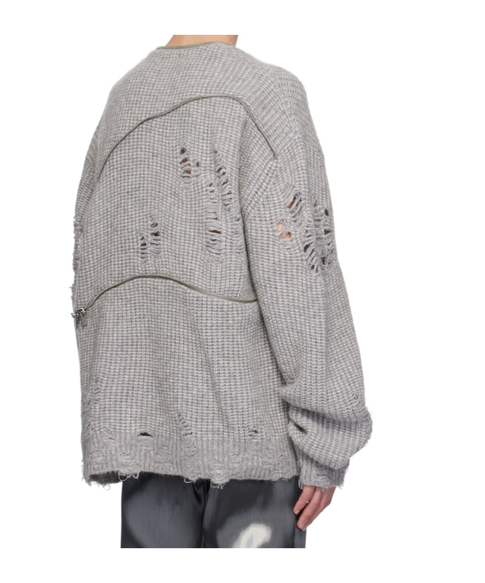 Heliot Emil Gray Distressed Sweater In Gray