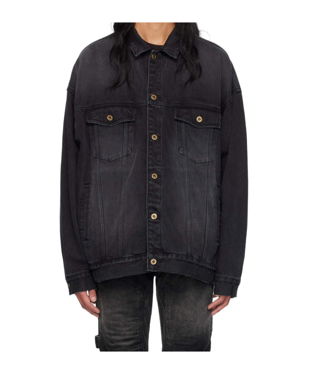 We11 Done Logo Embroidered Denim Coat In Black