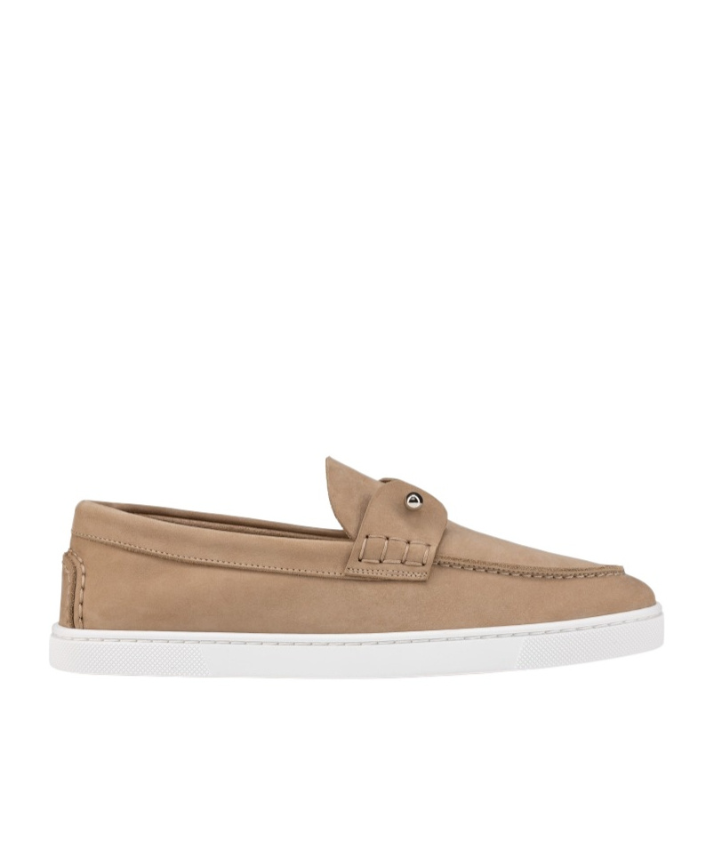Christian Louboutin Chambeliboat Suede Loafers In Nude