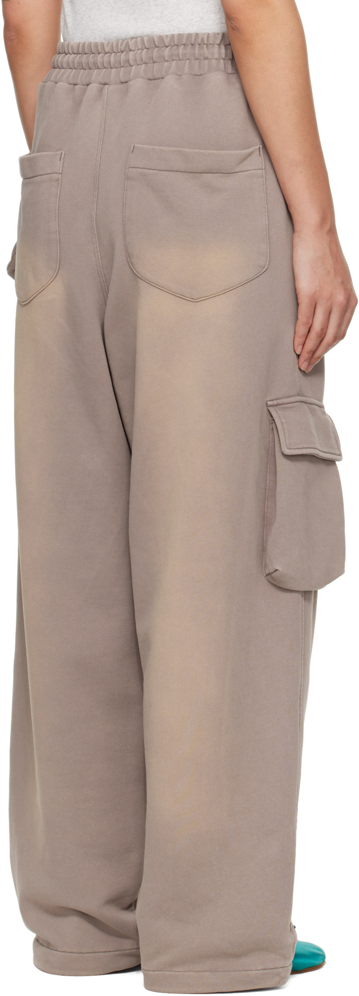 Open Yy Washed Pocket Baggy Sweatpants In Neutral