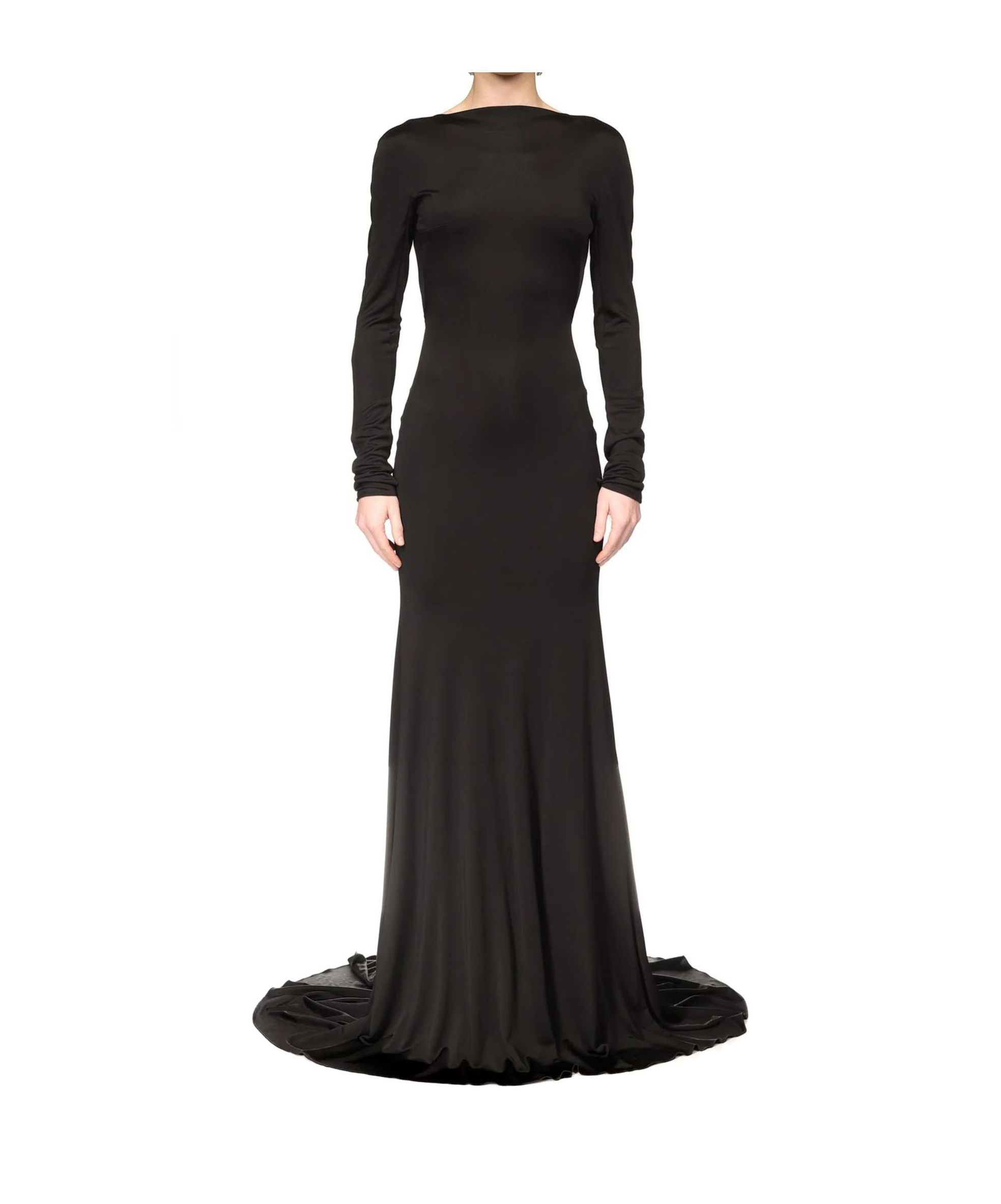 David Koma Gather Detail And Open Back Gown, In Black