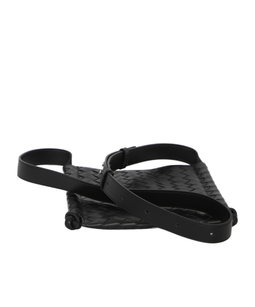 Bottega Veneta Small Loop Flat Crossbody Bag In Black