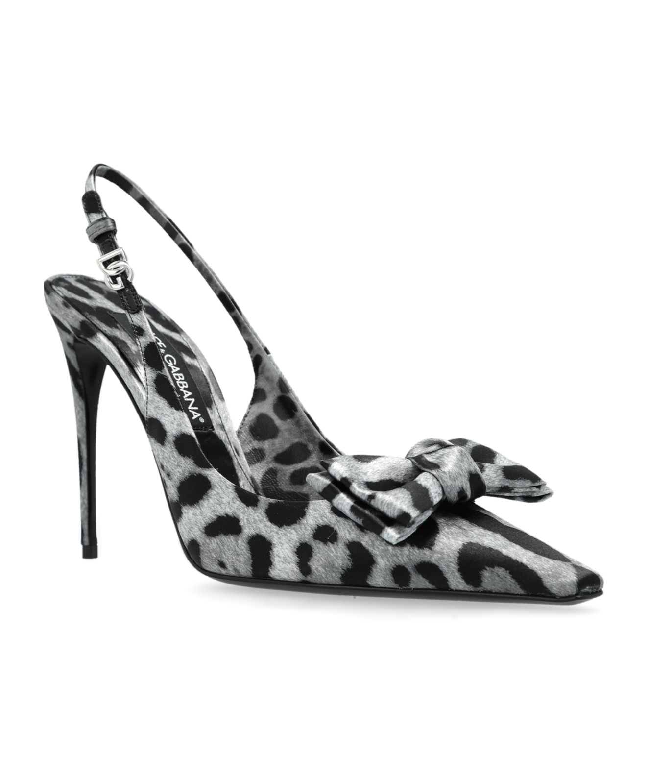 Dolce & Gabbana 105mm Leopard-print Slingback Pumps In Black