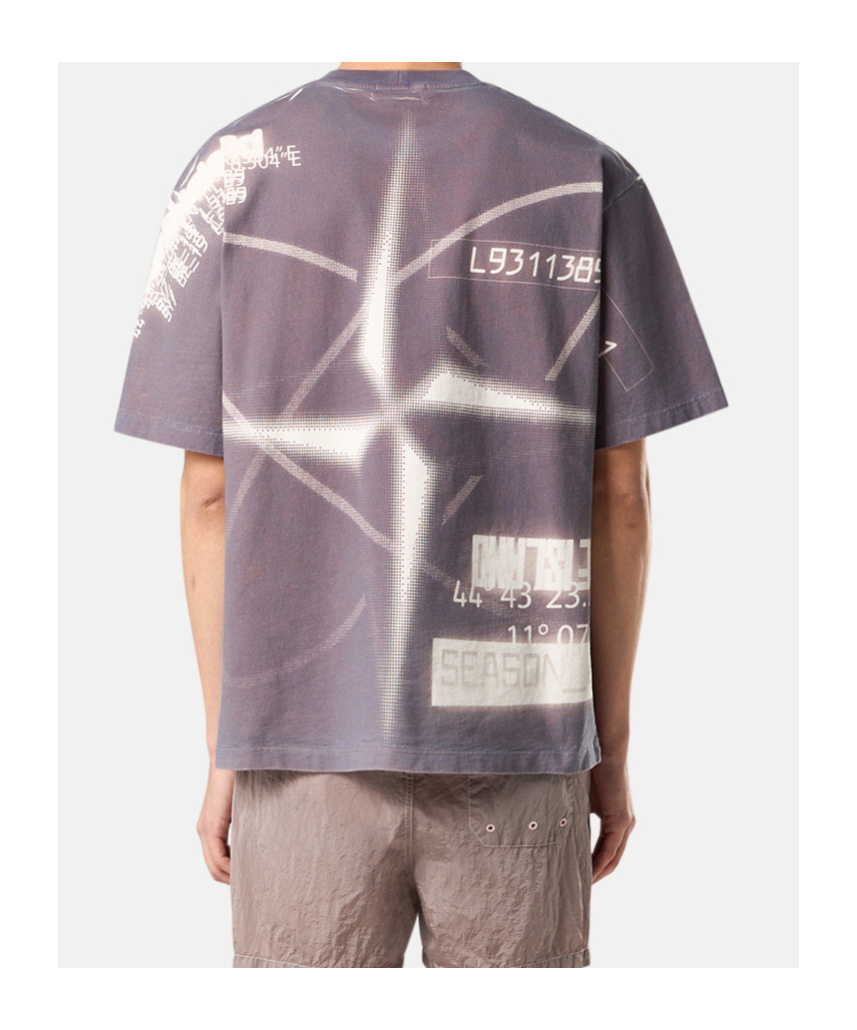 Stone Island Cotton Crew Neck T-shirt With Graphic Print In Gray