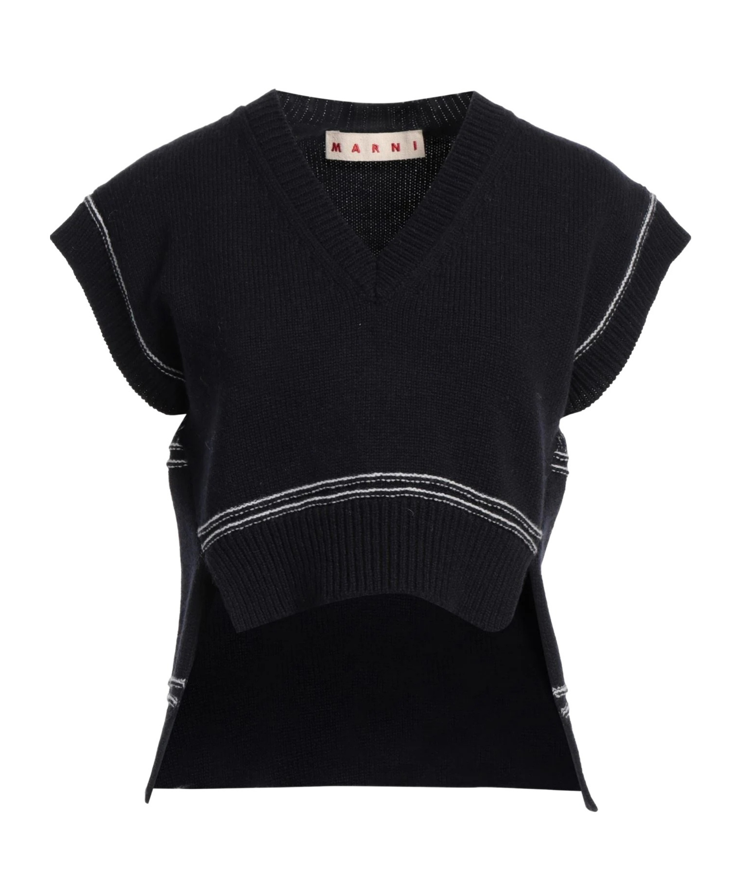 Marni Two-tone Wool Knit Short Sleeve In Black