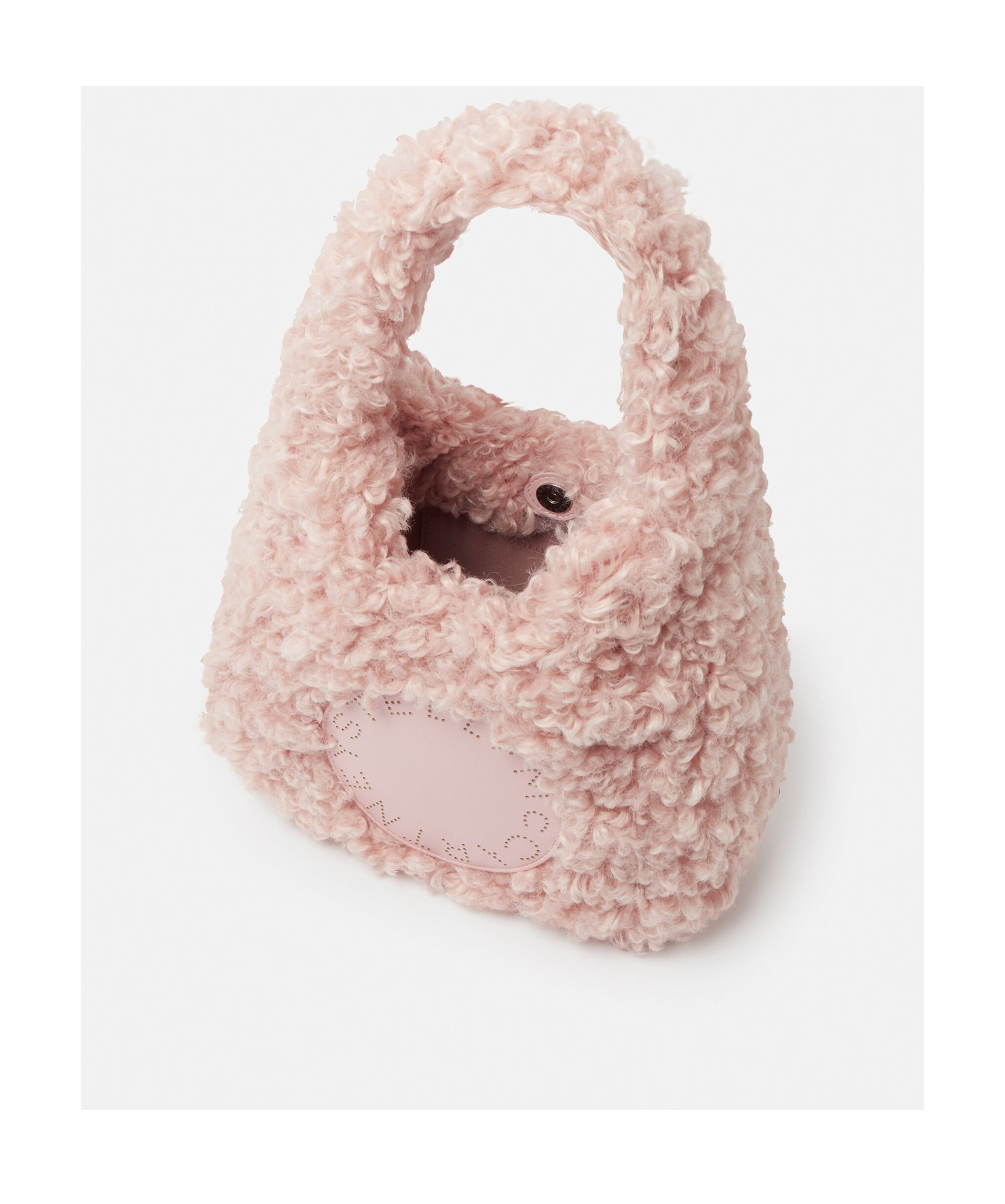 Stella Mccartney Logo Plush Teddy Bear Small Handbag In Nude