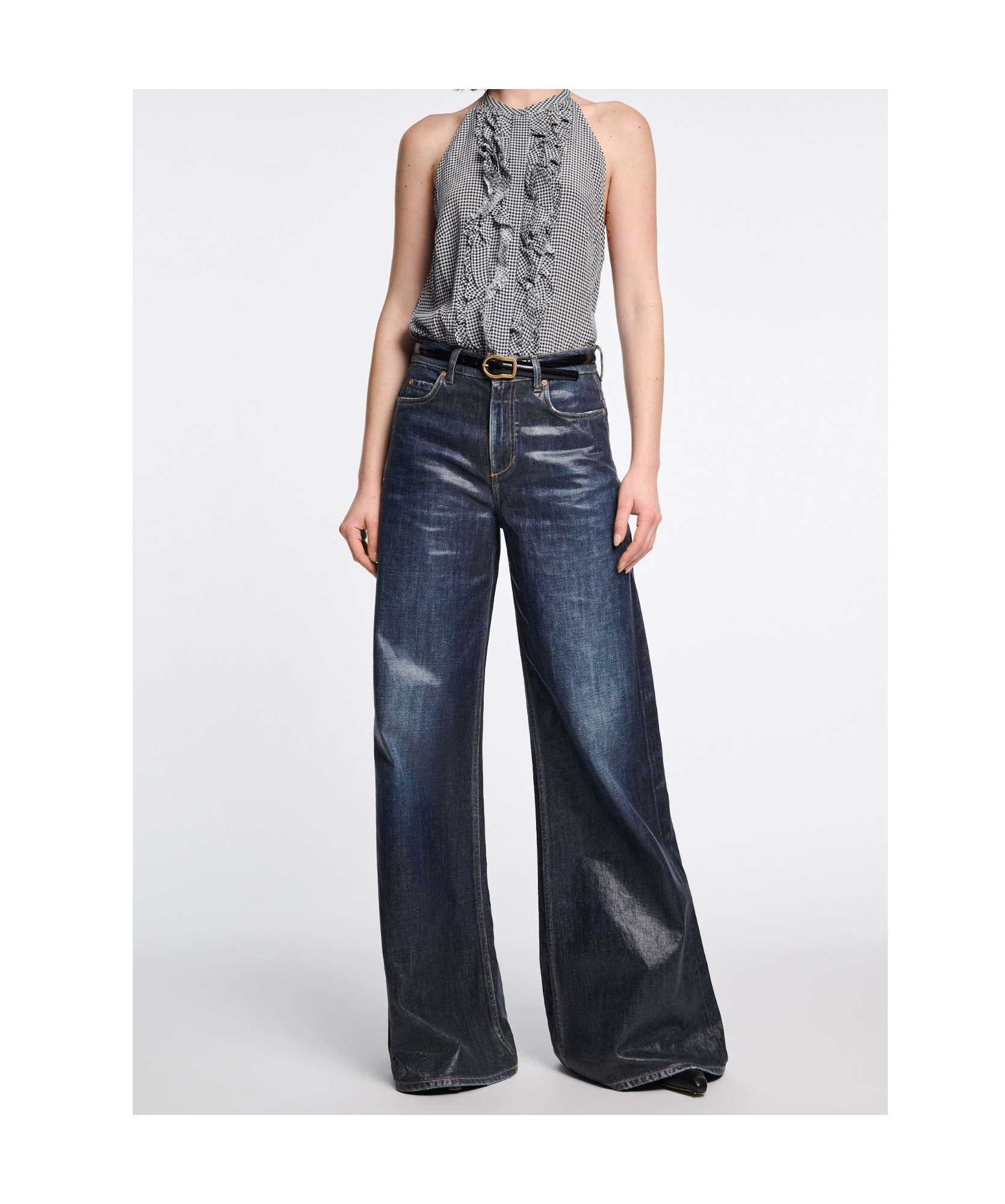 Dorothee Schumacher Thin Leather Belt With Signature Buckle In Black