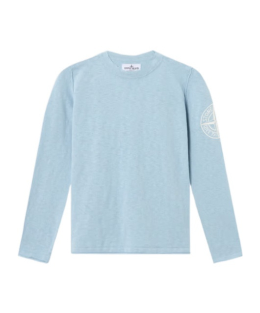 Stone Island Crewneck Jumper With Compass Embroidery And Sma11 Rolls In Sky-blue
