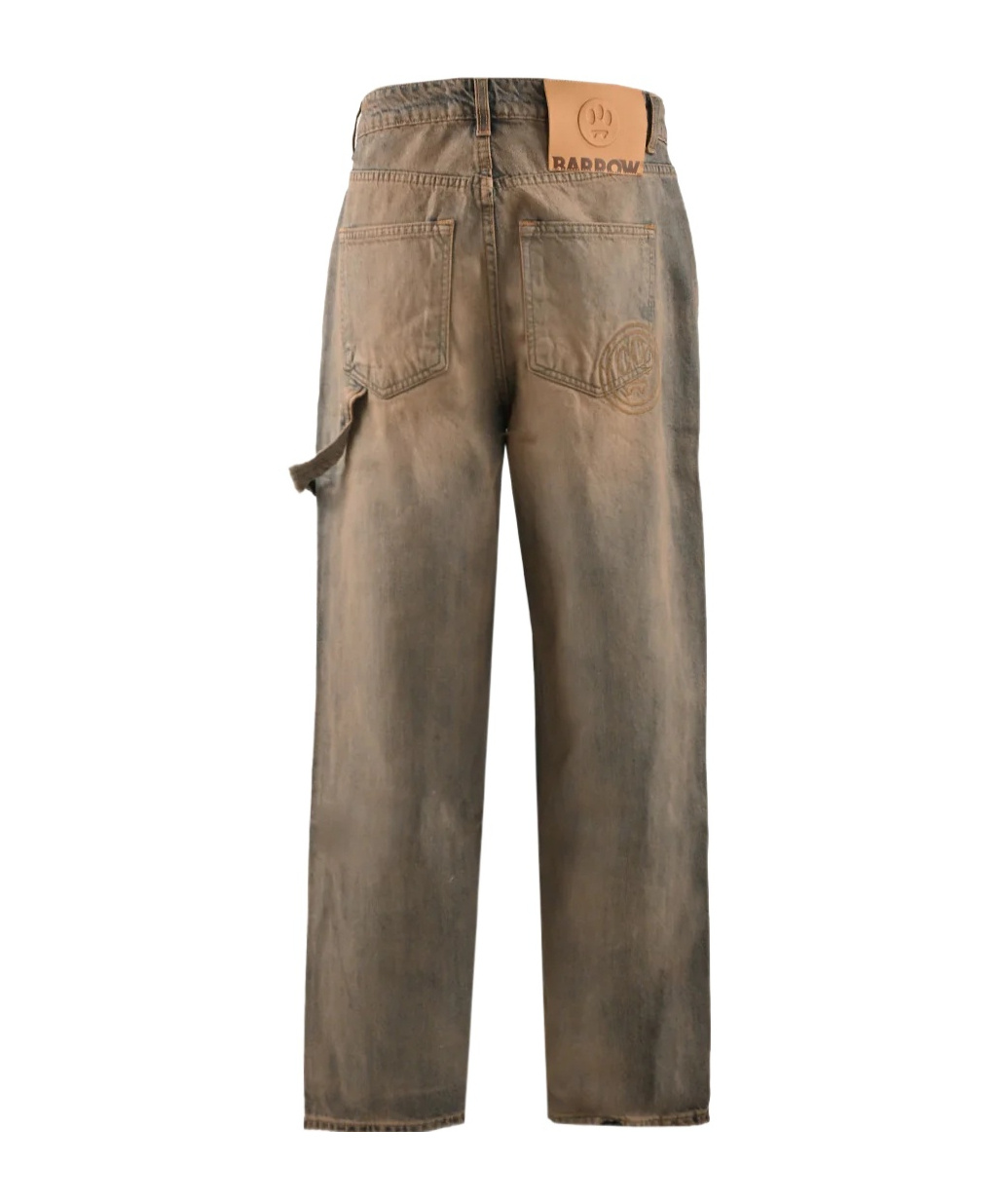 Barrow Logo Patch Denim Trousers In Brown