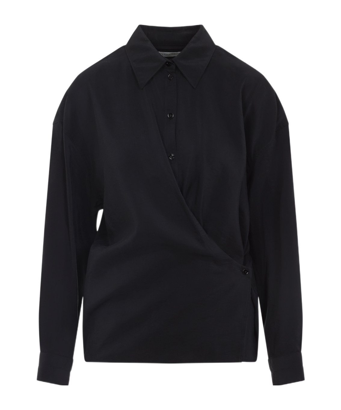 Lemaire Black Straight Collar Twisted Shirt In Black