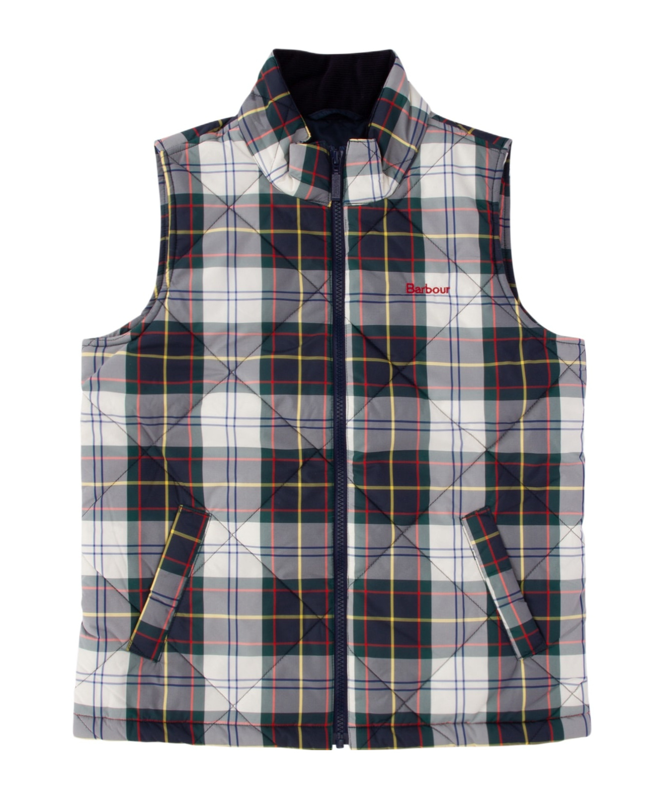 Shop Barbour Checked Vest In Gray