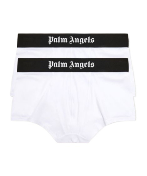 Palm Angels Logo Stretch Cotton Boxer Briefs In White