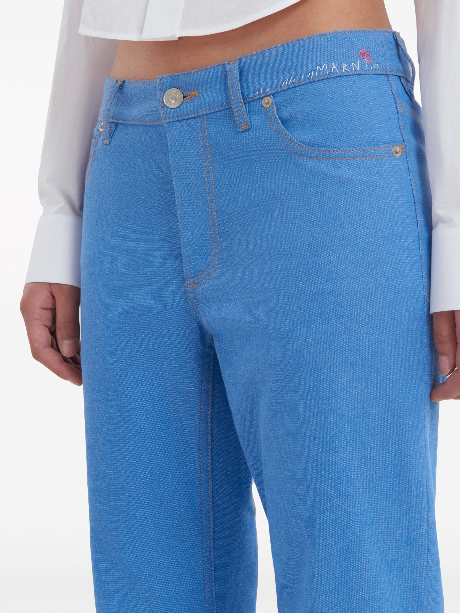 Marni Low-rise Flared Trousers In Blue