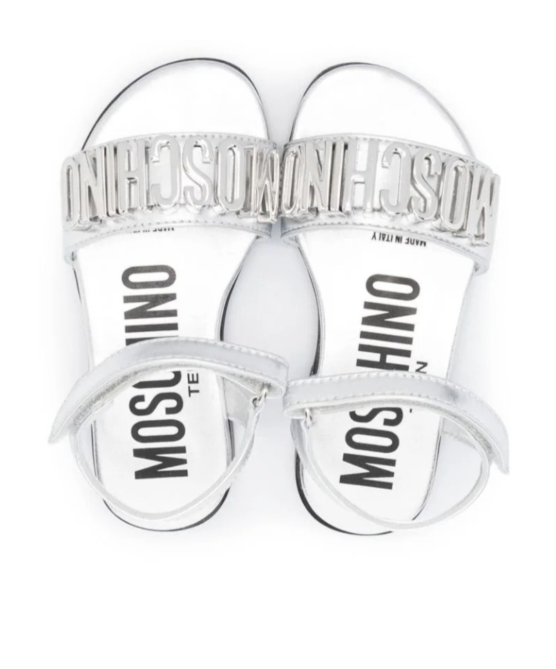 Moschino Logo Flat Sandals In White