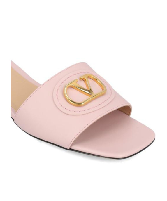 Valentino Square Toed Slippers In Pink